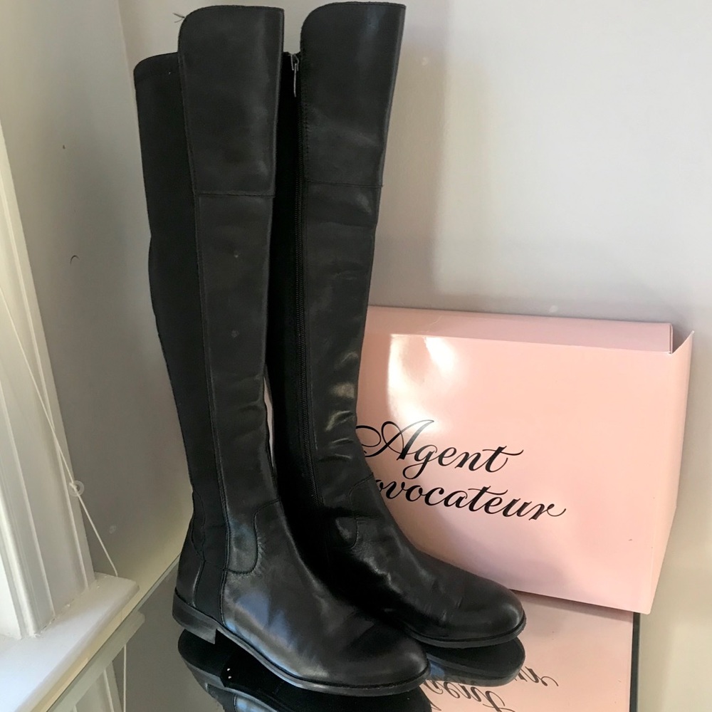Franco sarto 7.5 over the knee black 50/50 leather nylon/stretch boots